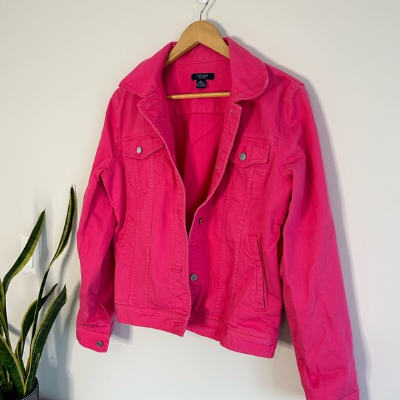 Chaps Pink Denim Jacket, Size Large in EUC - Picture 8 of 15
